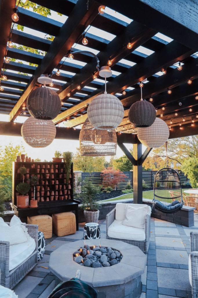 Lights Under Pergola- Grouping of Outdoor Pendant Lights - Nesting With Grace