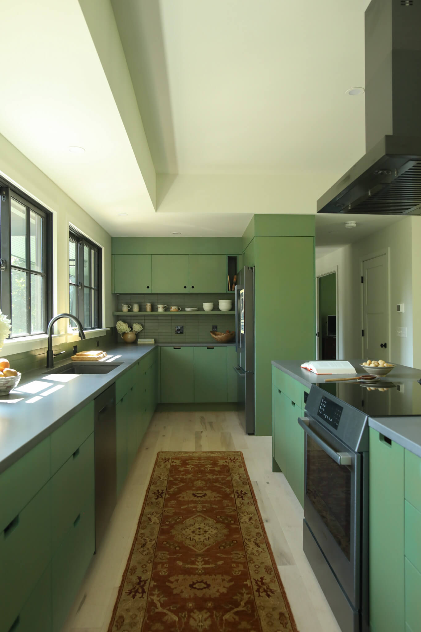 Modern Sage Green Kitchen Cabinets | Williamsburg, MA