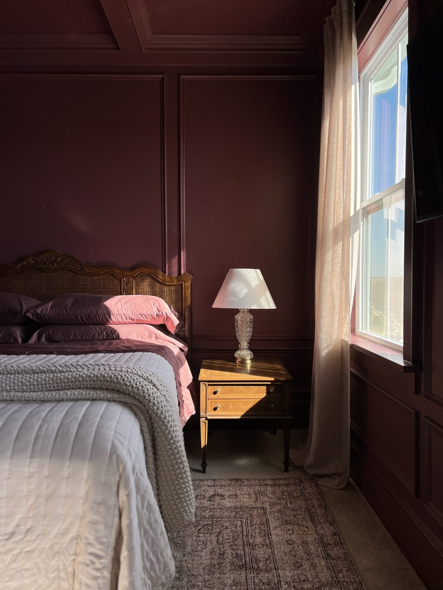 Our Burgundy Modern Vintage Bedroom Before and After | Our Aesthetic Abode