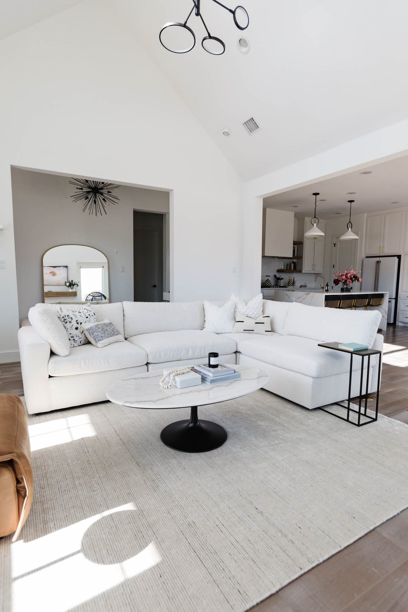 Our Modern Transitional Living Room Reveal with the Best White Sofa - Color & Chic