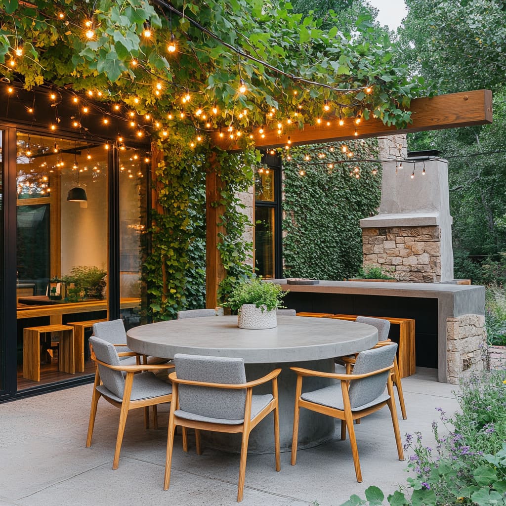 Rustic Covered Outdoor Dining Area Covered Outdoor Dining Porch LUXE Interiors Design