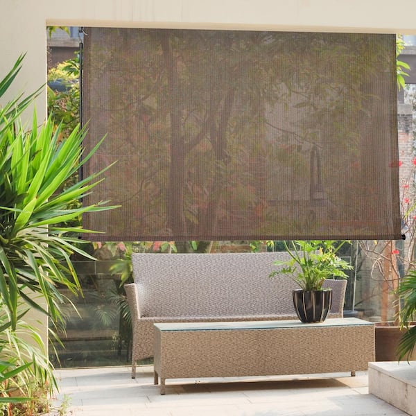SeaSun Sandbar Cream Cordless Outdoor Patio Roller Shade 84 in. W x 72 in. L SS.7715 - The Home Depot