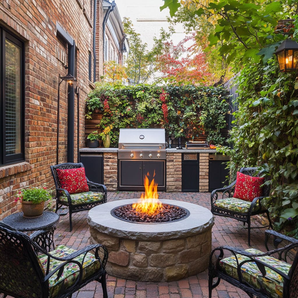 Small Backyard Ideas with Fire Pits, BBQs, and Cozy Seating