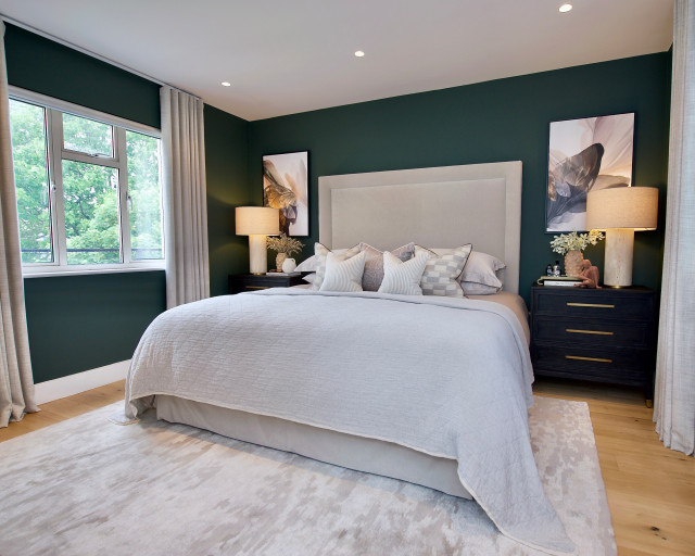 Sophisticated Forest Green Master Bedroom - Transitional - Bedroom - London - by My Bespoke Room | Houzz UK