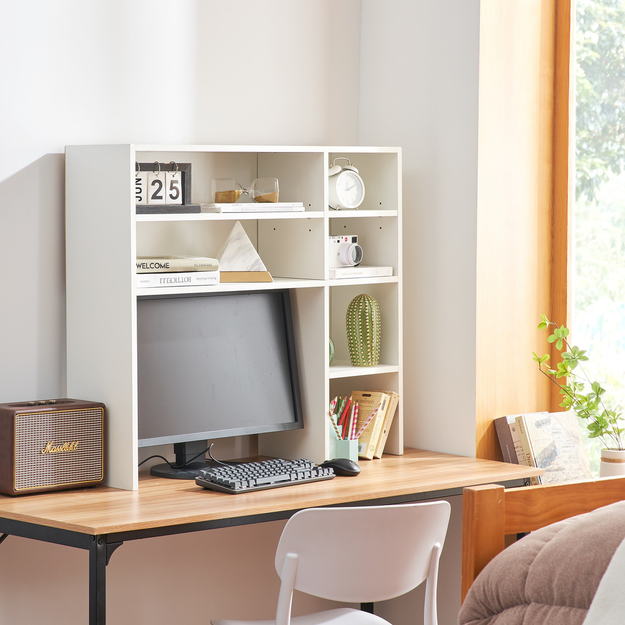 Space Saving Dorm Desk Hutch - Small Apartment Storage Ideas - College Student Essentials