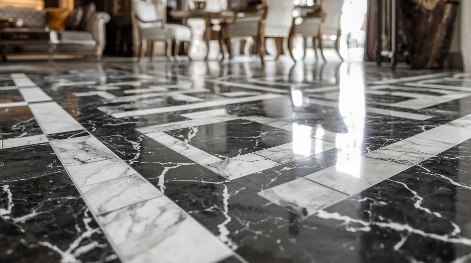 15 Black and White Marble Floor Tile Designs for a Modern Home