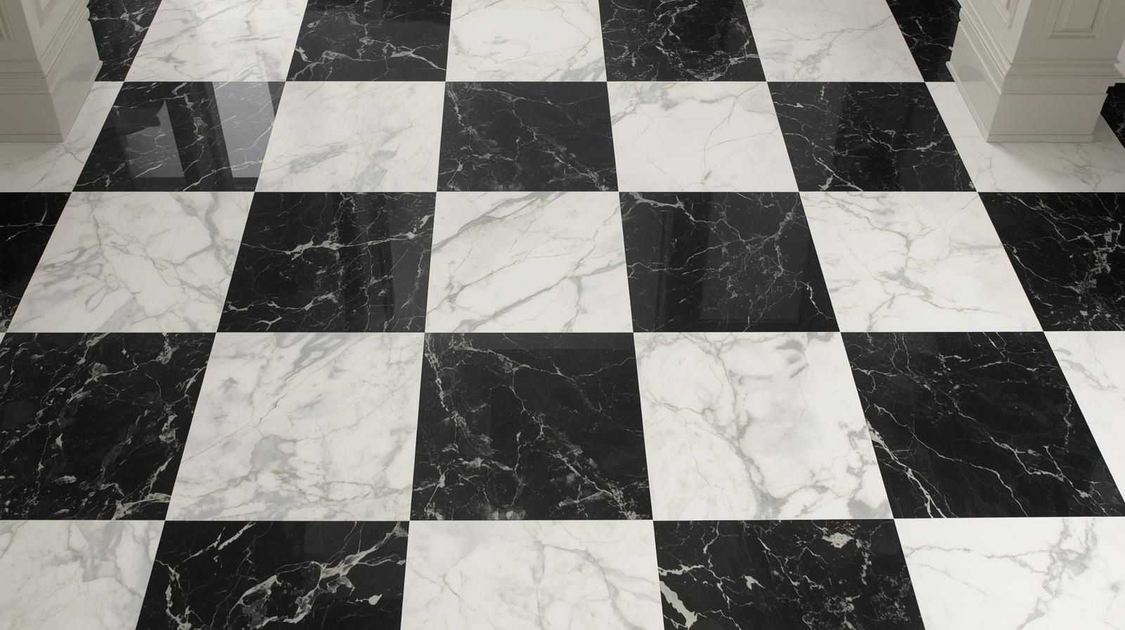 15 Black and White Marble Floor Tile Designs for a Modern Home
