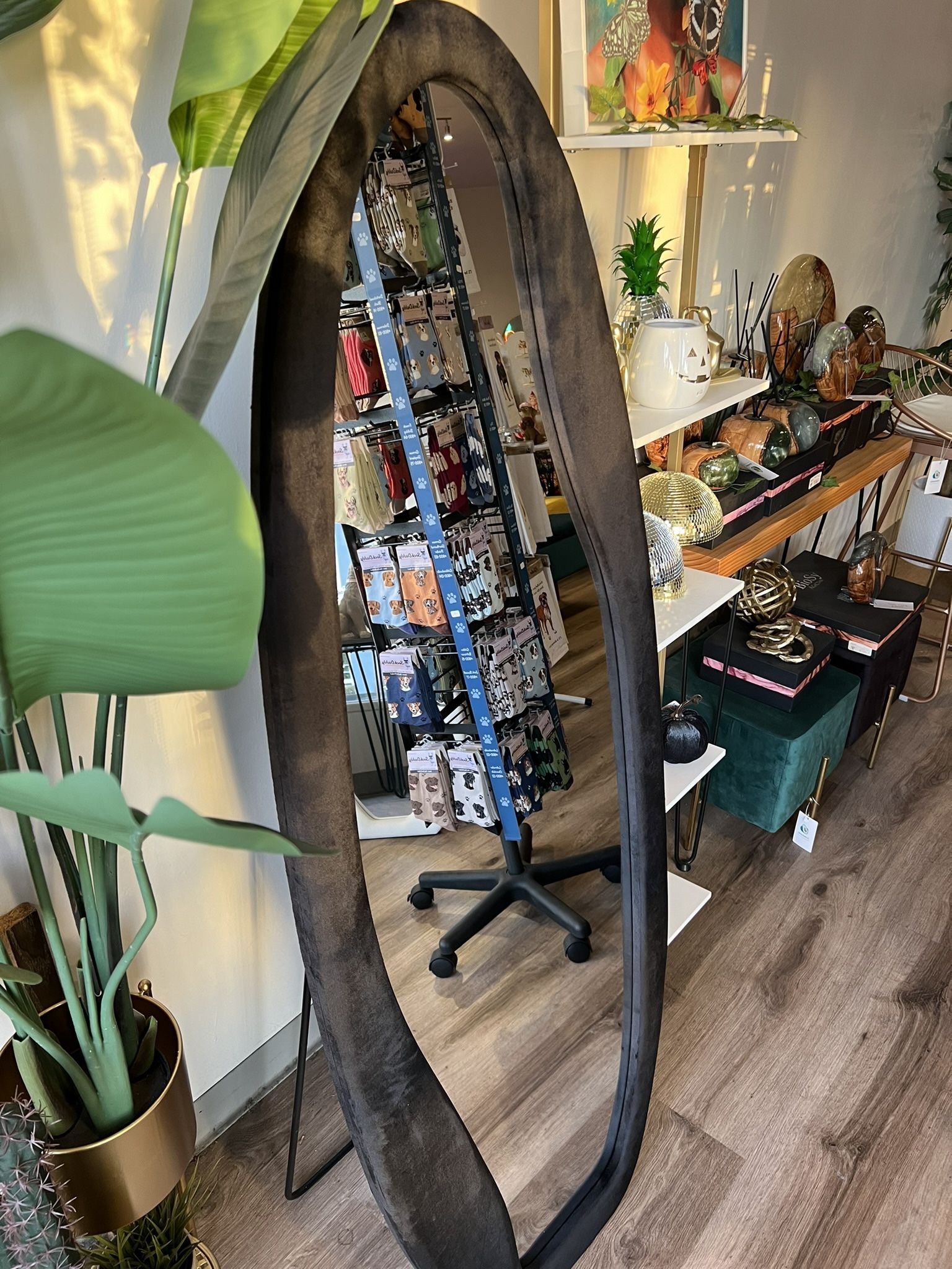 Black Boho Curved Aesthetic Full Body Mirror