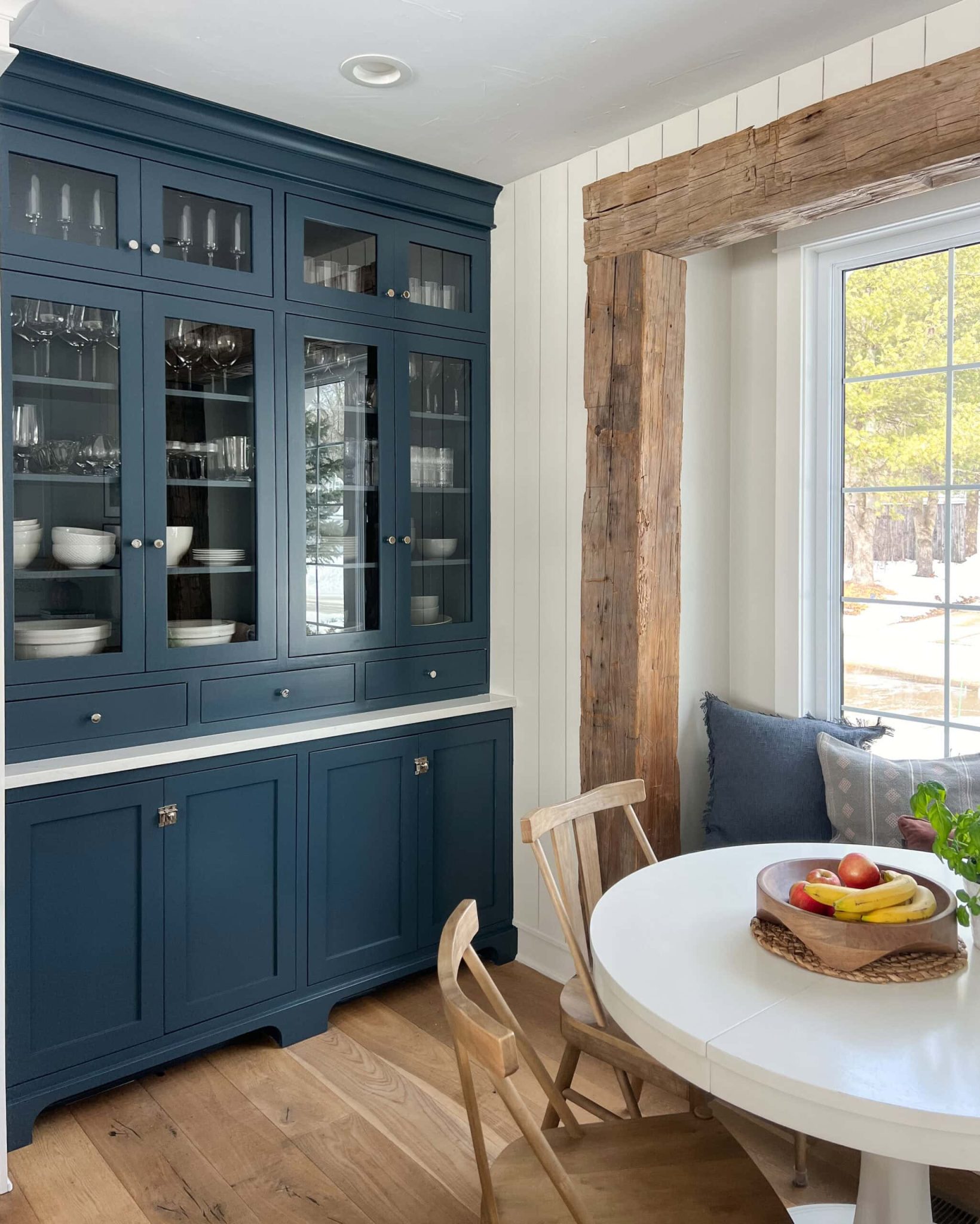 Blue Breakfast Nook Hague Blue Breakfast Nook Cabinets The Lilypad Cottage
