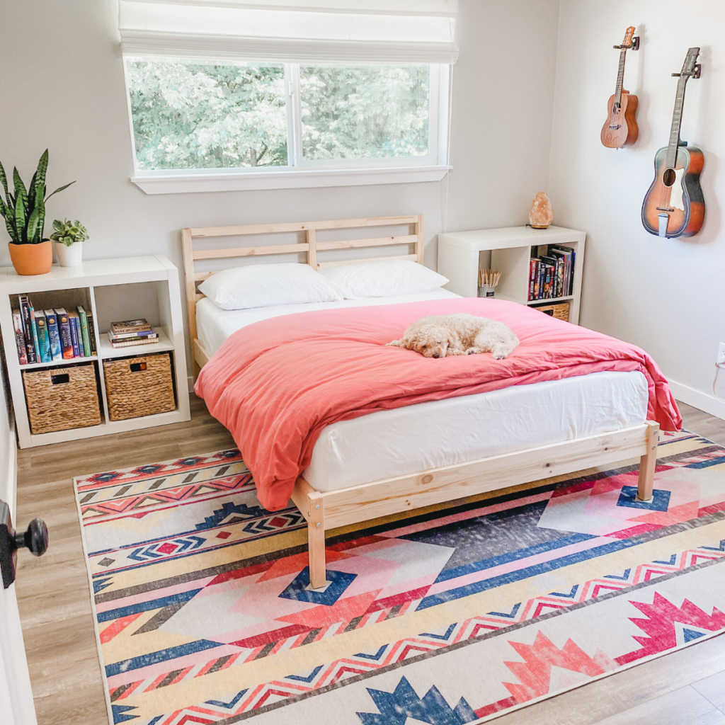 Cozy Minimalist Teen's Bedroom: A bohemian remodel on a budget | Sage Family