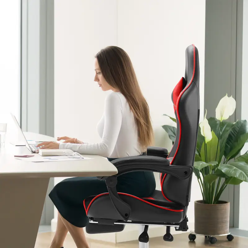 edx high back ergonomic sport video gaming chair footrest - Temu