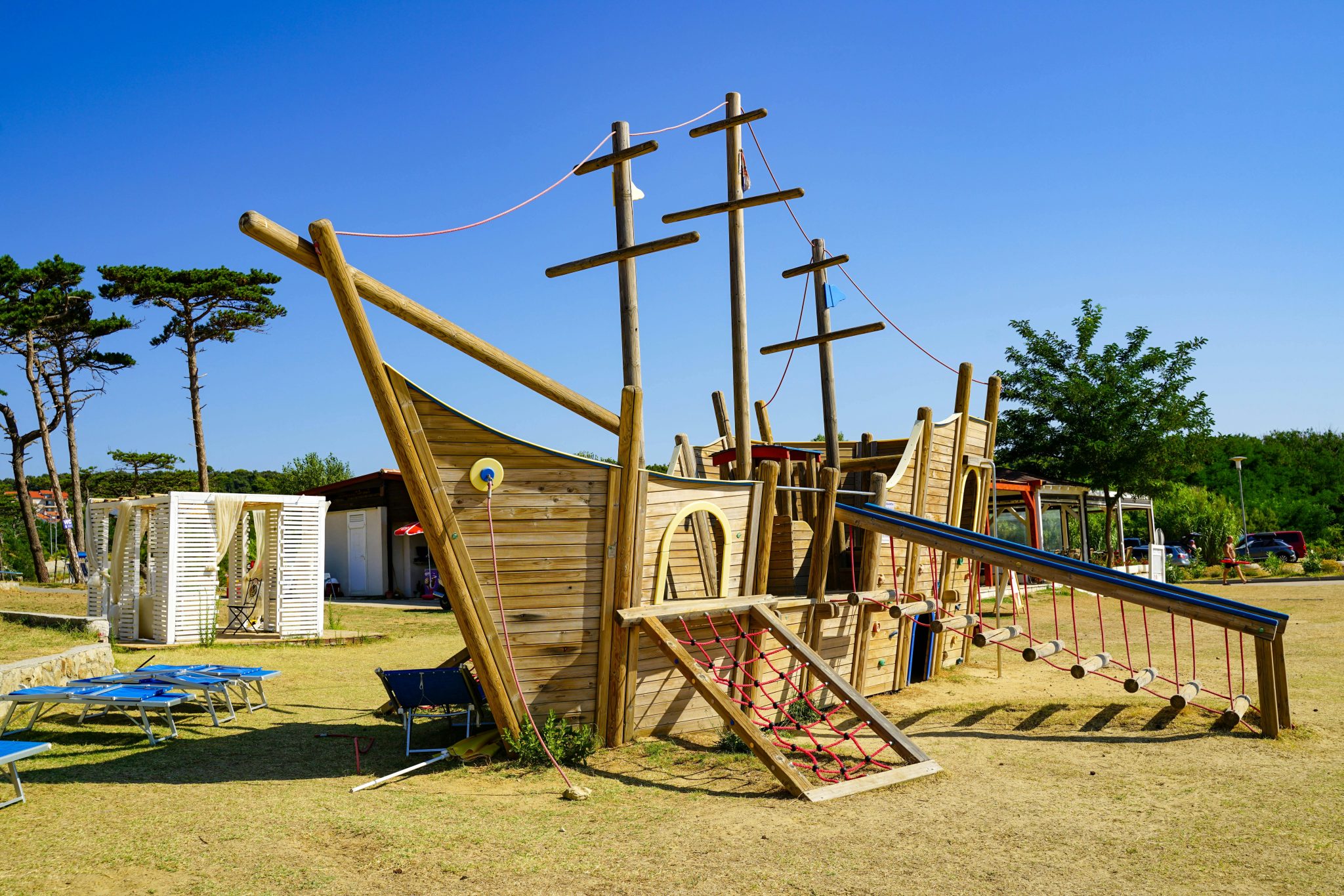 Explore the unique wooden pirate ship playground in Lopar, Croatia.