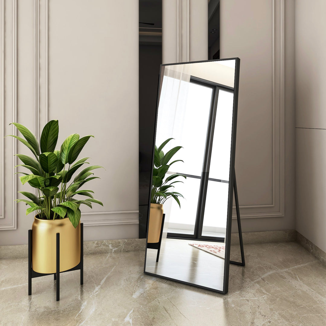 Full Length Standing Mirror | Stainless Steel Frame, 5-Yr Warranty | Glazonoid India