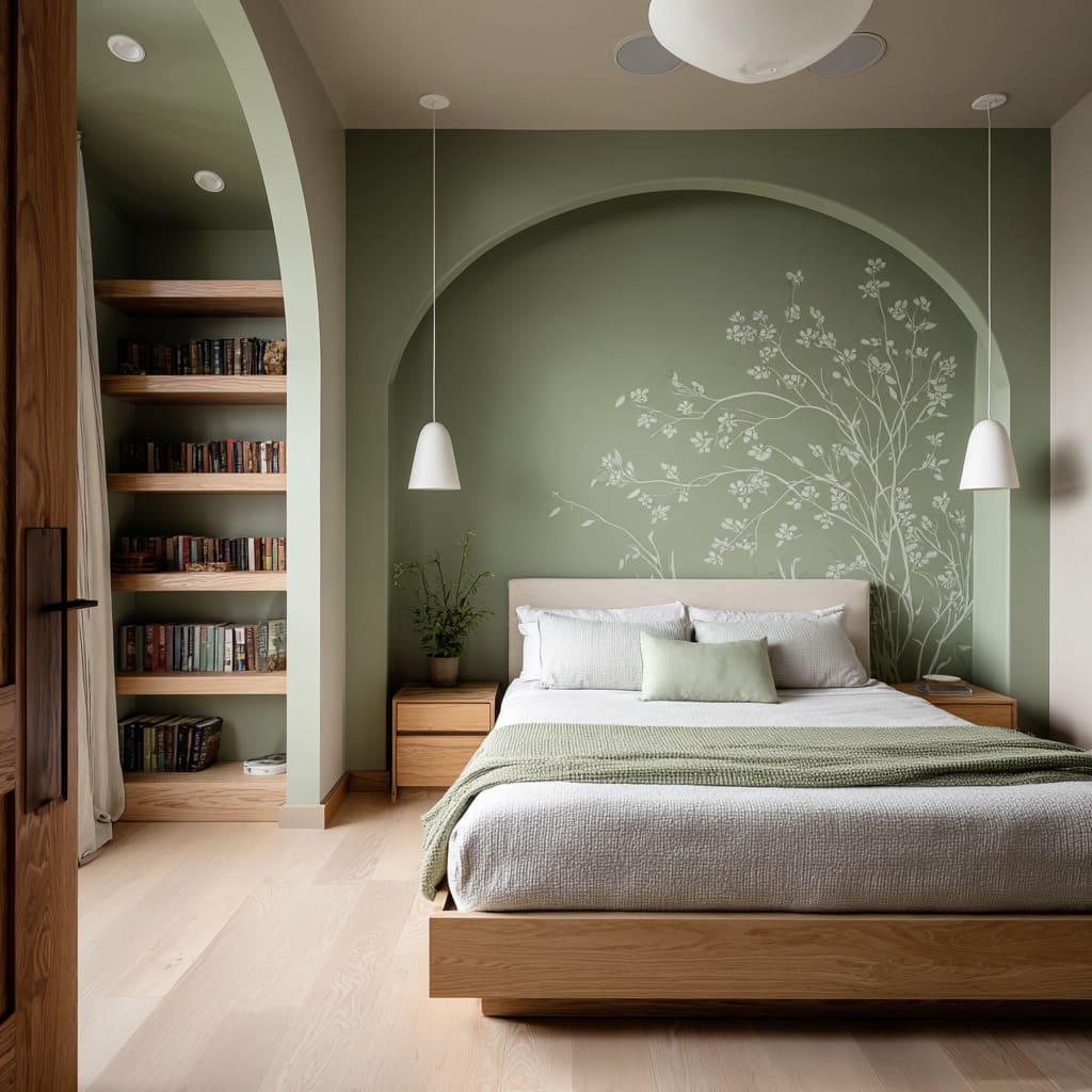 Green Accent Wall Bedroom Ideas with Stylish Finishes | FH