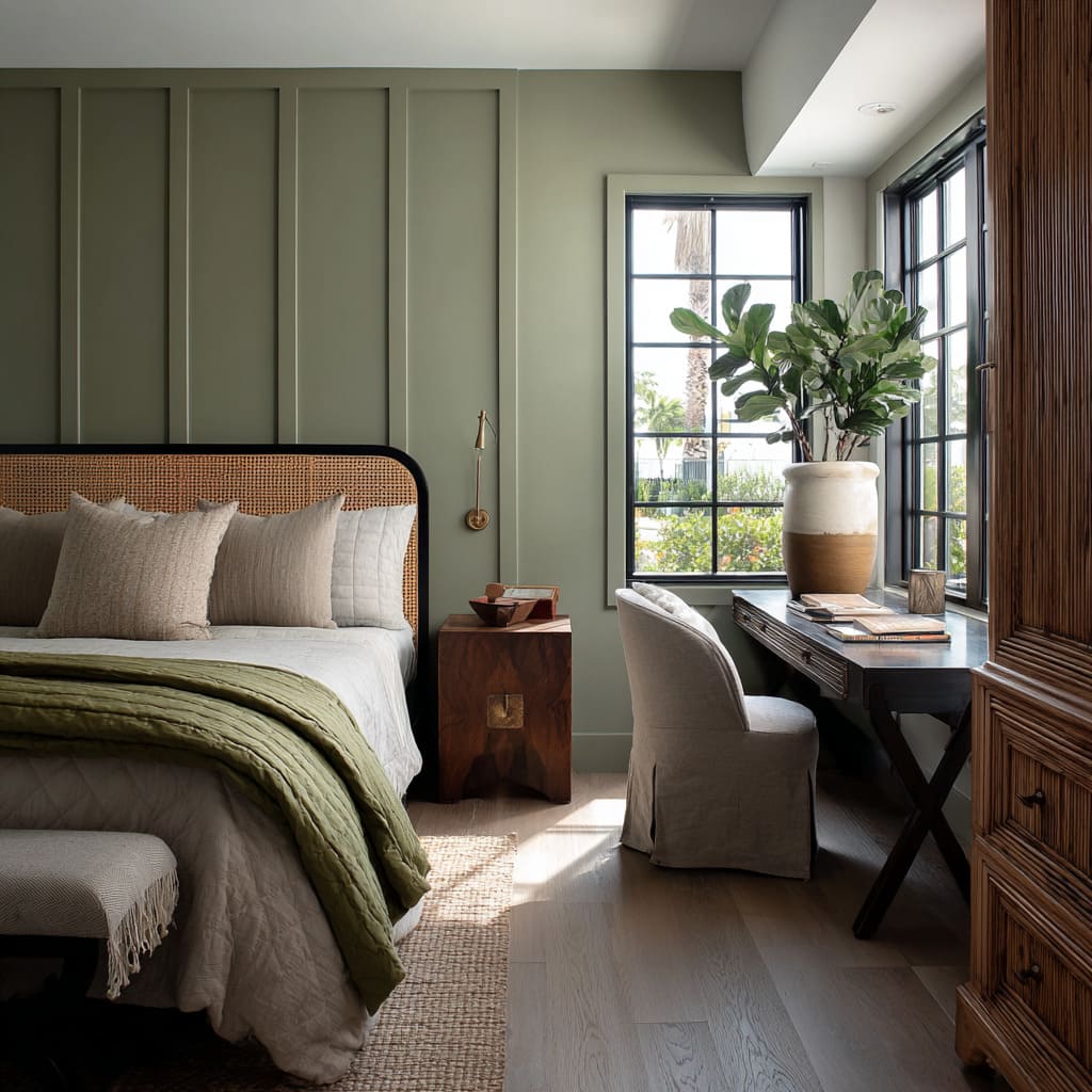 Green Accent Wall Bedroom Ideas with Stylish Finishes | FH