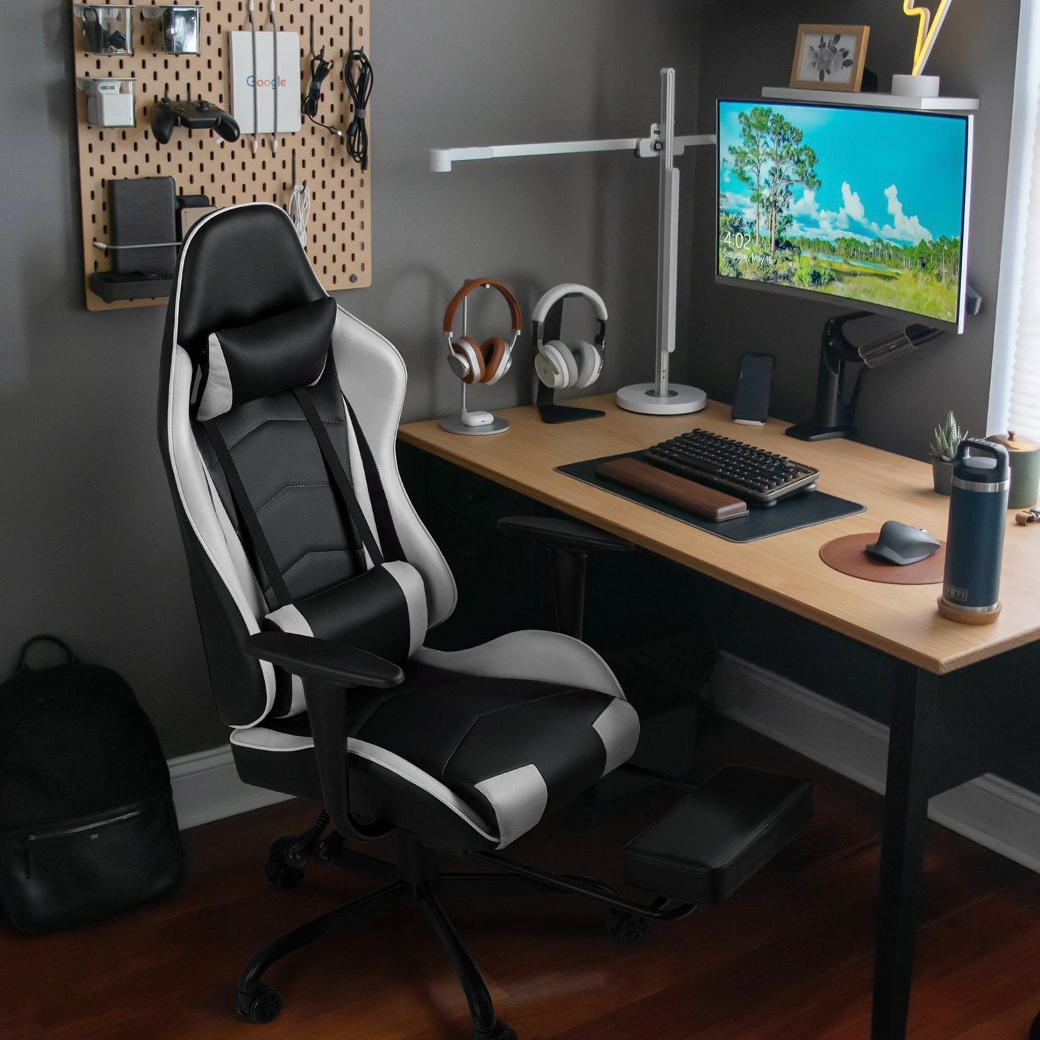 Homall Gaming Chair With Footrest, PU Leather High Back Racing Compute – homalldirect