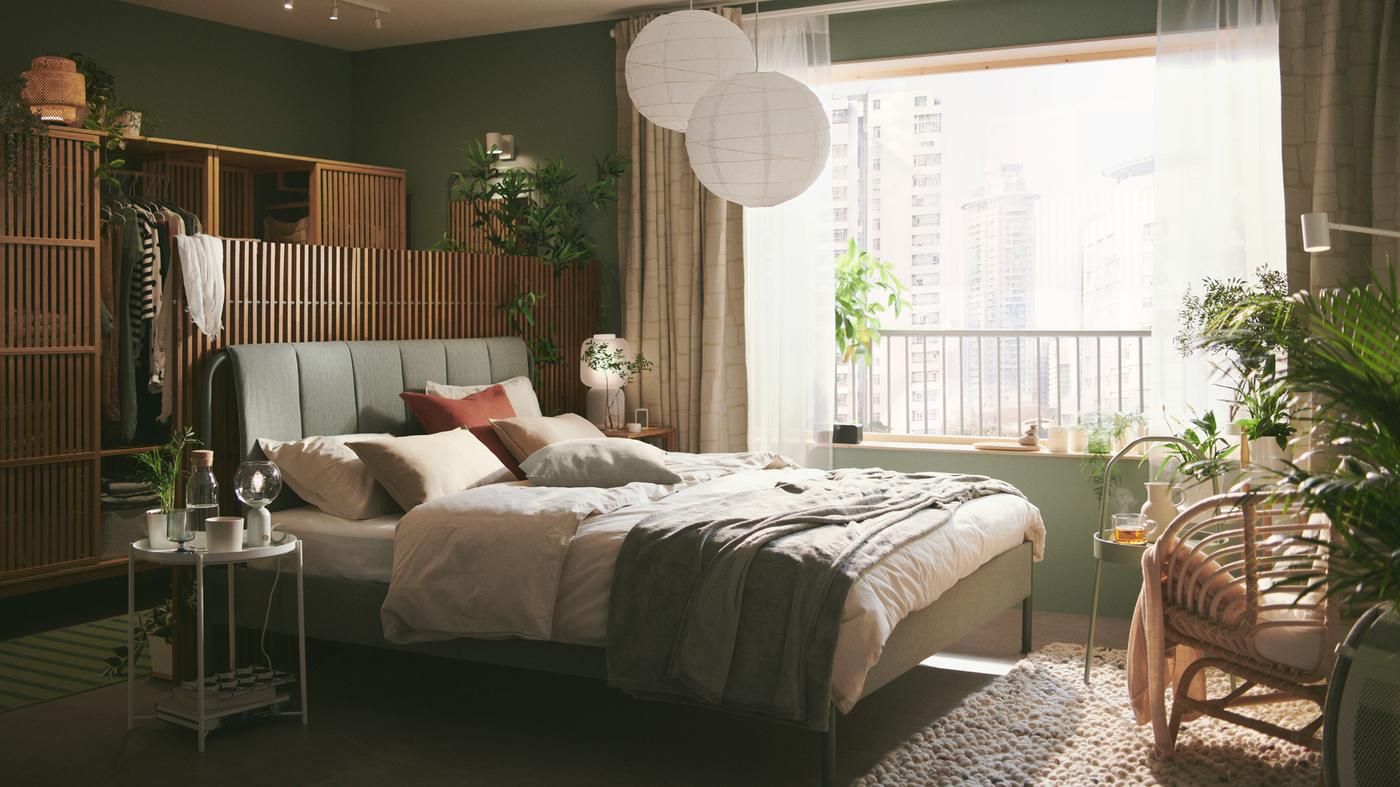 Ideas for creating a calm, green sanctuary bedroom - IKEA CA