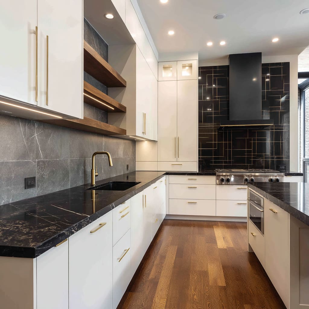 Kitchen Backsplash Ideas for White Cabinets & Dark Countertops