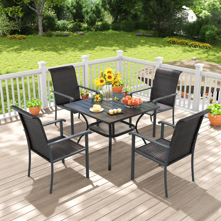 Lounge Chair 350 Lb Capacity Patio Chair 350 Lb Capacity Dining Chairs MFSTUDIO Outdoor Dining Chairs Set Of 4, Metal Patio Chairs For Deck Bistro Porch Lawn, Black Wrought Iron Stackable Patio ...