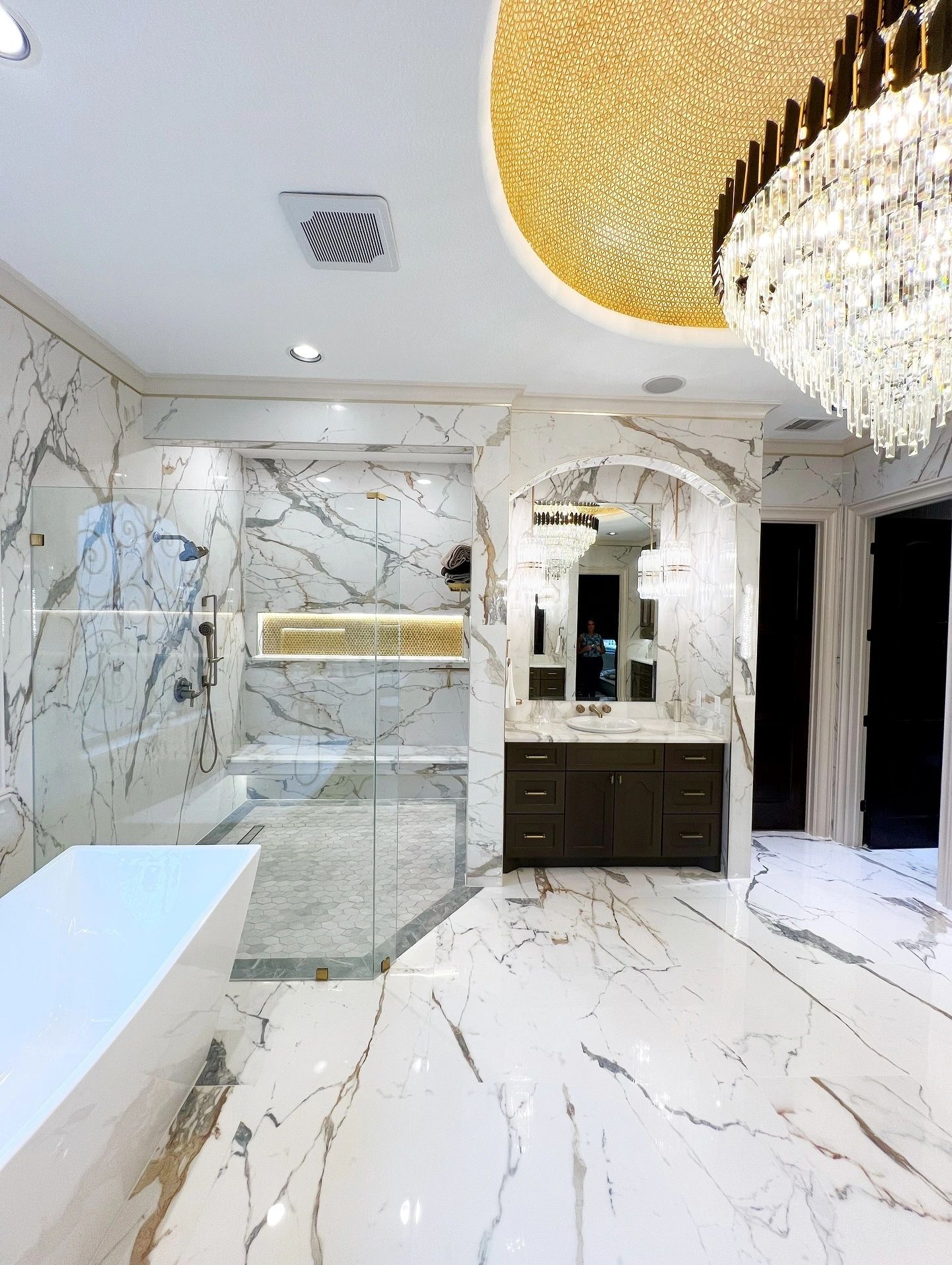 Luxury Sage Green Walk-in Shower | Guest Bathroom