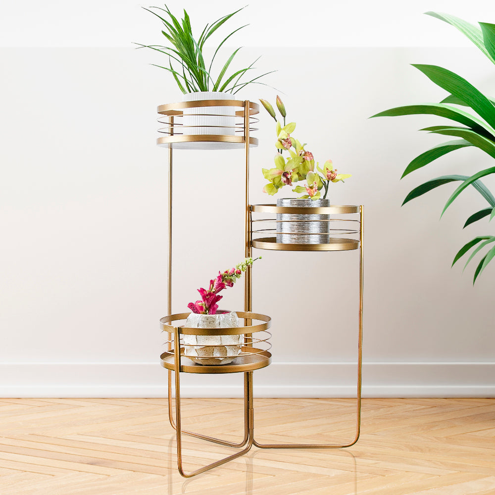 Modern Caged Iron Plant Stand | Decorative Floor Centerpiece Black by Galore Home