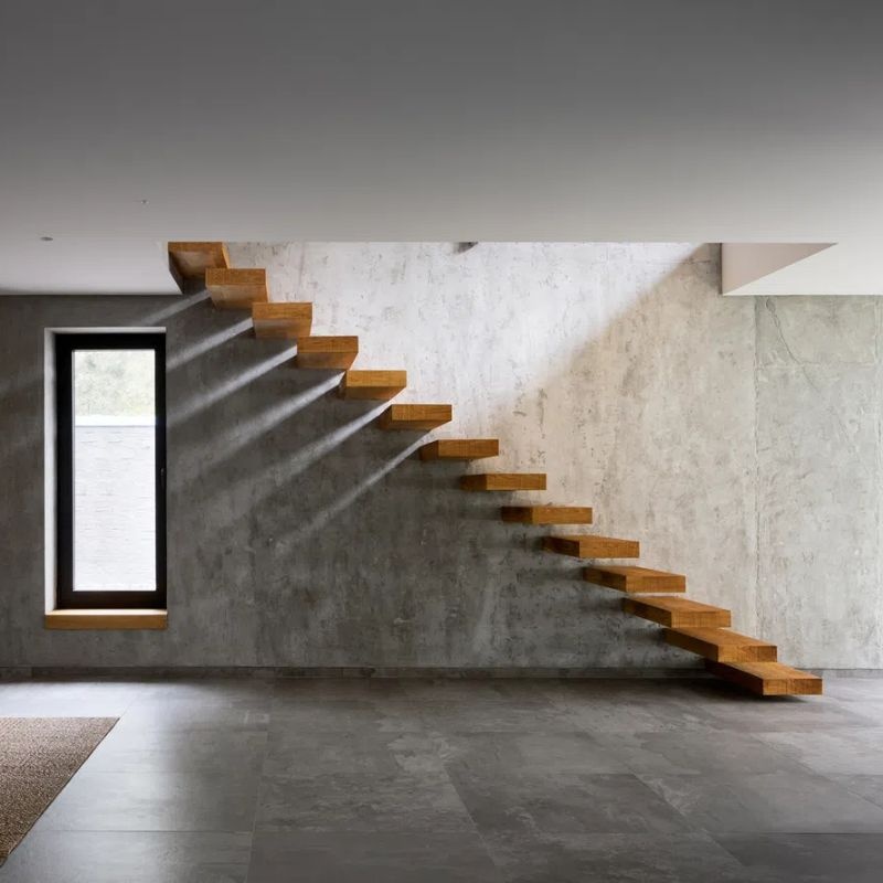 Modern Floating Staircase Steel Wood Stairs