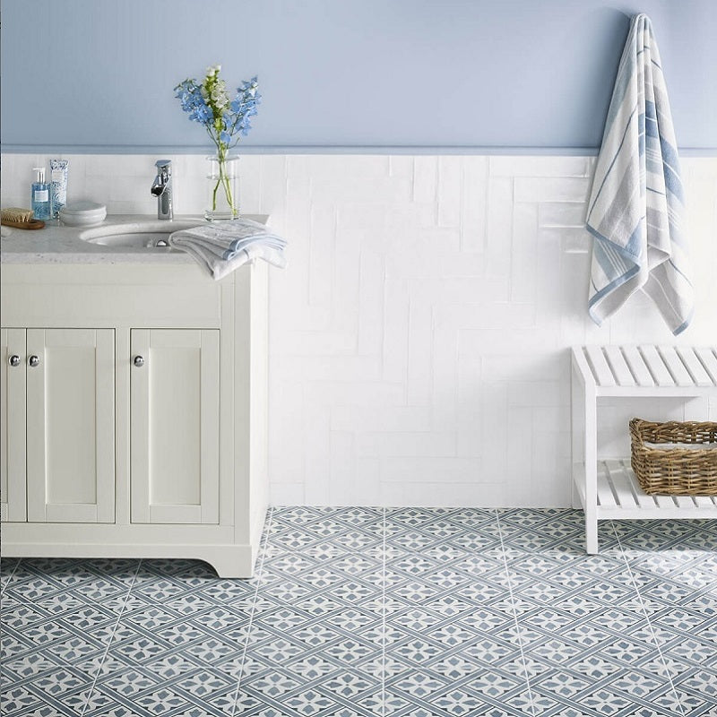 Nieves Blue Floor Tiles 31.6 x 31.6 cm - Encaustic Style From Lucretia – Lucretia Tiles
