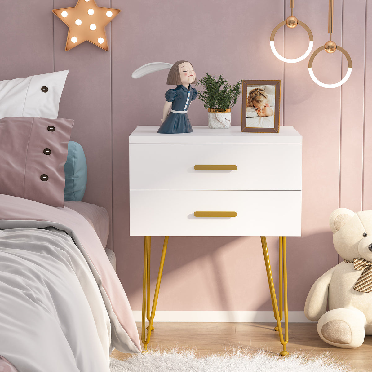 Nightstand With Drawers | Nightstands | Bedside Table-Tribesigns