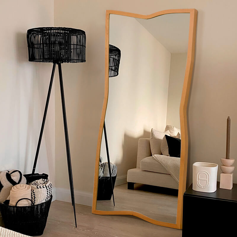 Nordic Wooden Frame Hallway Standing Mirror – Sleek Design - U03N2801