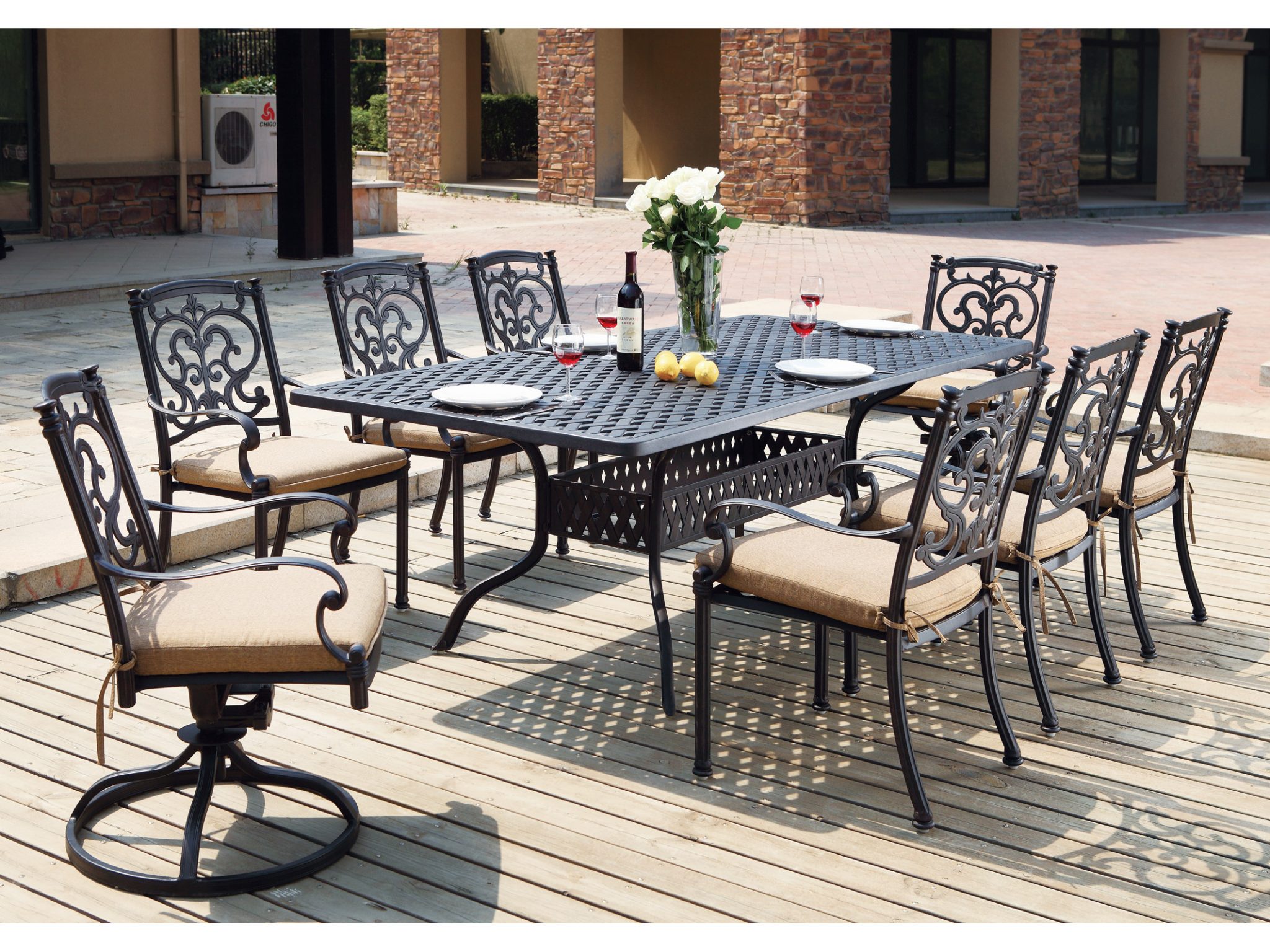 Outdoor Dining Set Aluminum Patio Seating Sets Modern Waterproof Cast Aluminum Furniture Bistro Sets Metal Patio