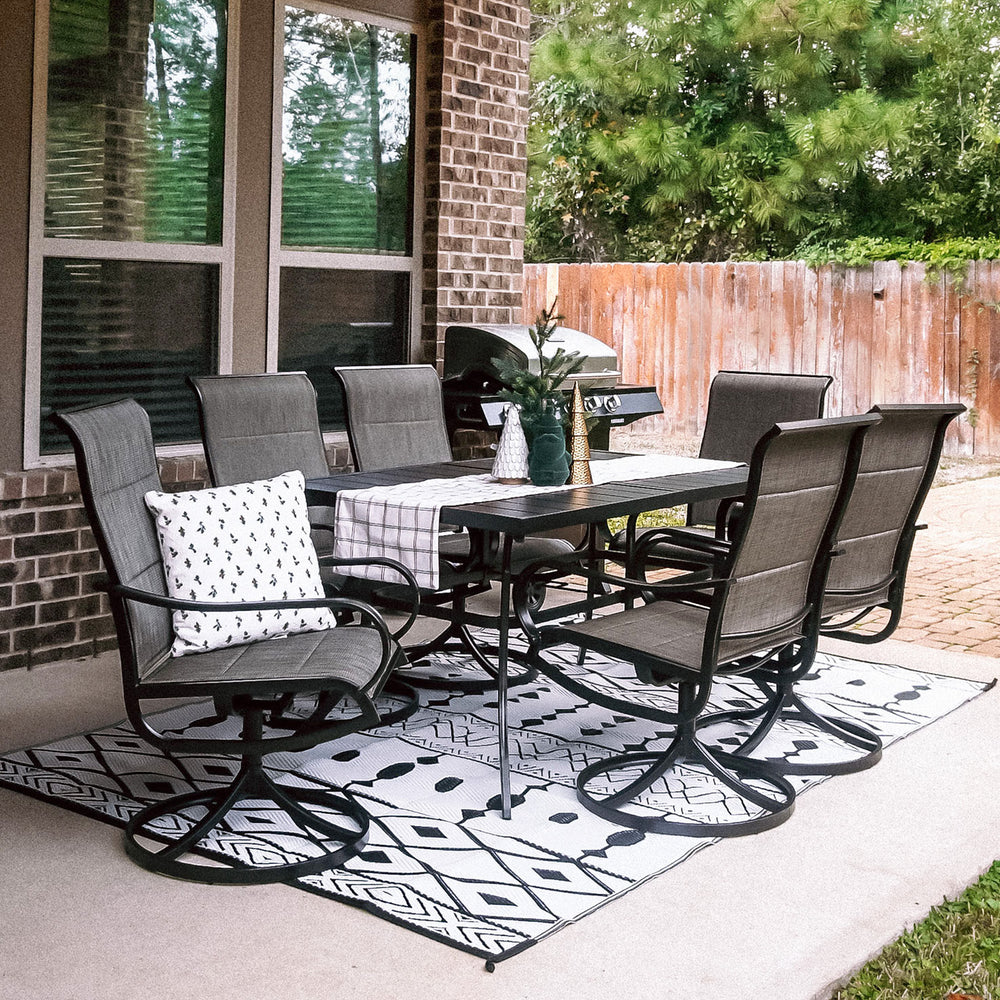Phi Villa Cuba Black Piece Patio Set PHI VILLA Black 6-Piece Metal Outdoor Patio Dining
