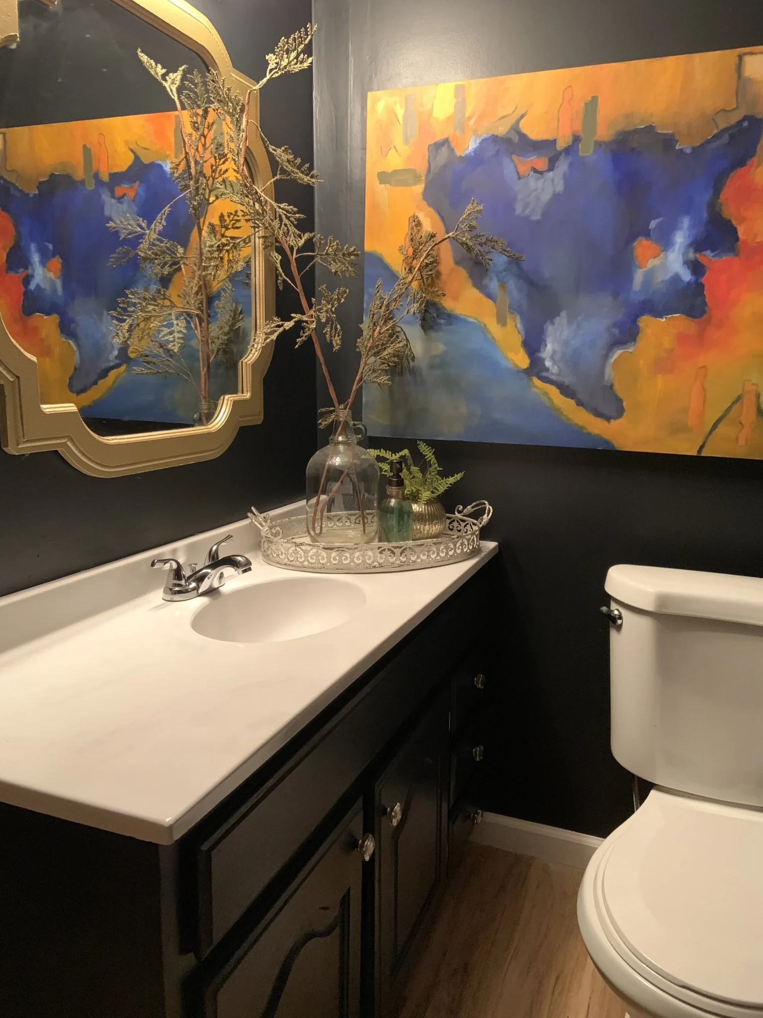 Room Reveal: A Moody Bathroom (with a slat wall) — Courtney Lawrence Studio