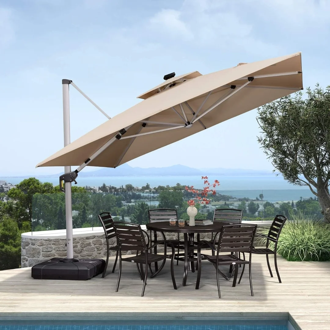 Rotatable and Height-Adjustable Illuminated Umbrella