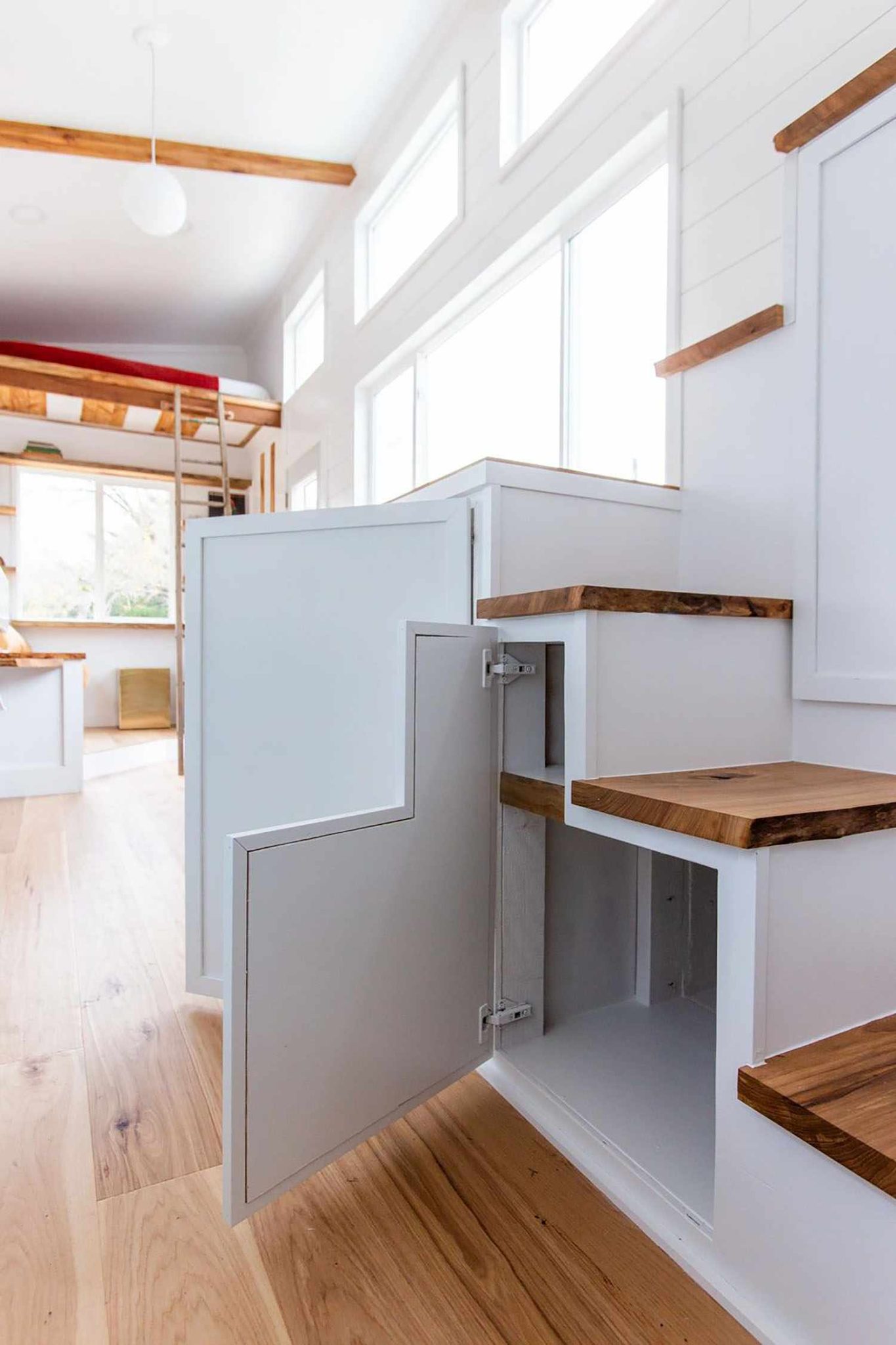 Space-Saving Staircase in Sycamore Tiny House