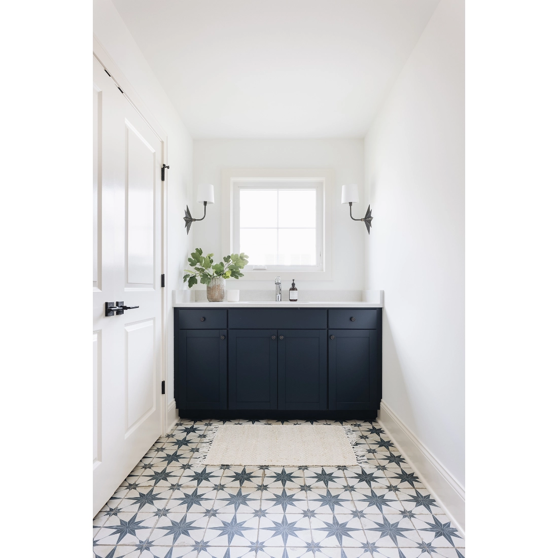 Star Blue Wall and Floor Tile | Ceramic | Blue/Ivory/White | 18 x 18 in | The Tile Shop