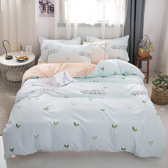 Stripe Leaf Duvet Cover Set Simple Nordic Bedding Set Quilt Cover Bed – Pgmdress