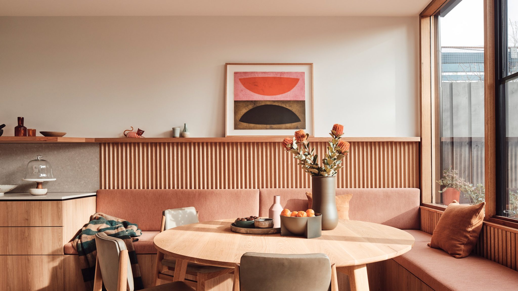 Ten dining rooms with built-in seating including benches and banquettes