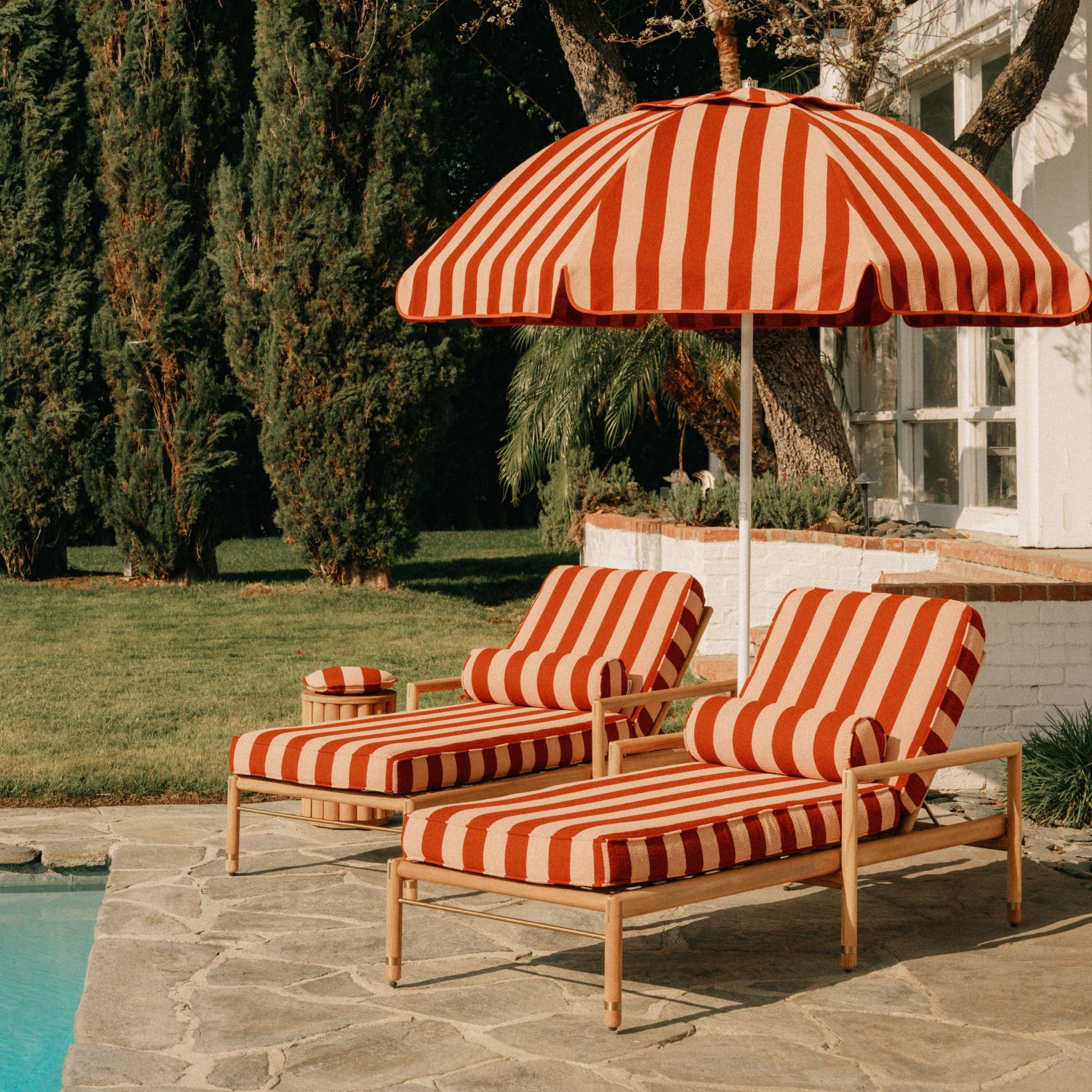 The Patio Umbrella - Terry Terracotta Stripe | Business & Pleasure Co Aus