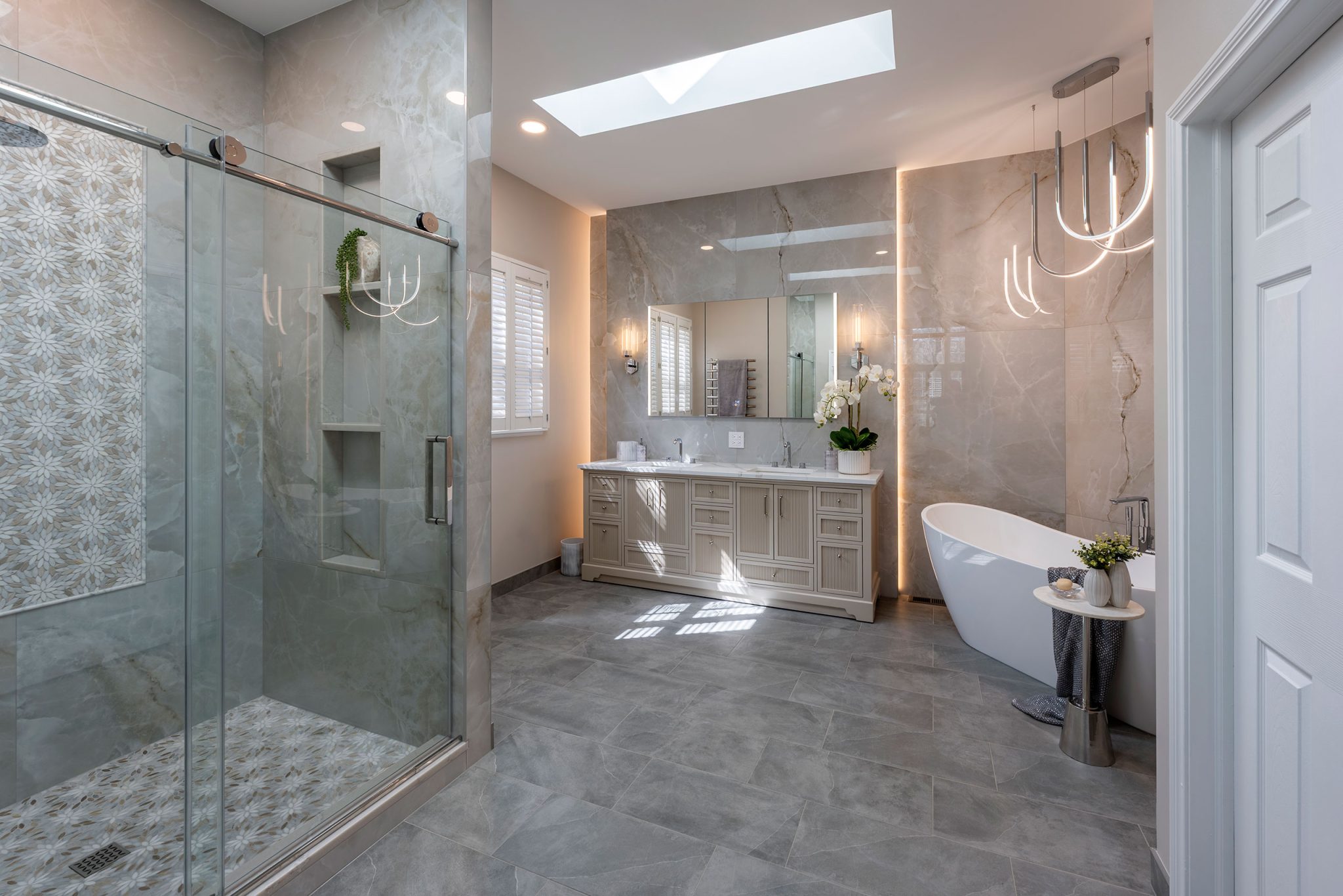 Tranquil Luxe Master Bathroom | Interior Design by BellaRey Design and Build
