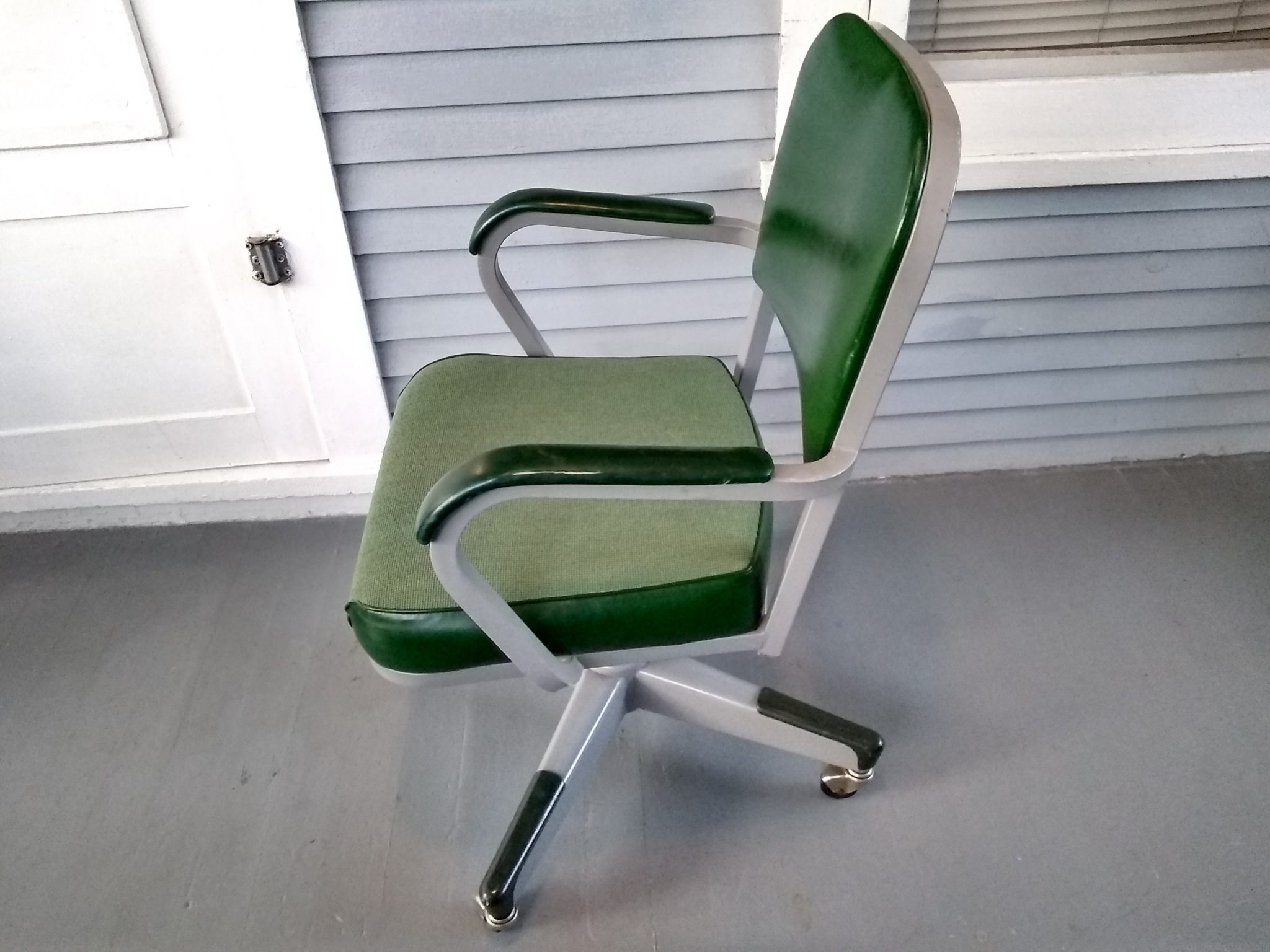 Vintage Rolling Desk Chair Tanker Chair Arm Chair Green MidCentury Modern Industrial Office Furniture Mad Men Home Decor RhymeswithDaughter