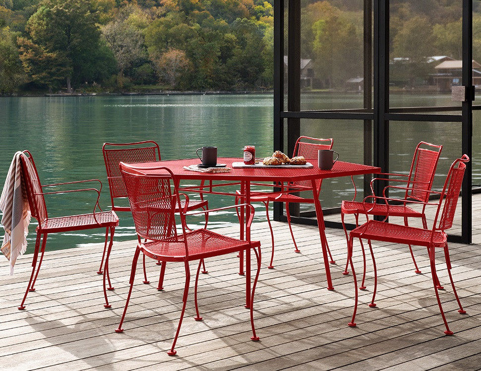 Wrought Iron Outdoor Dining Sets Under $300 Woodard Constantine Seat Wrought Iron Dining Set