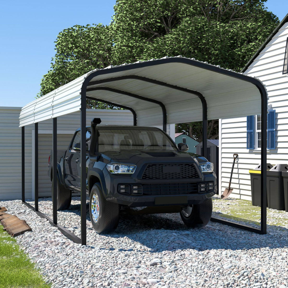 10'x15' Galvanized Steel Carport, Heavy Duty Carport with Roof