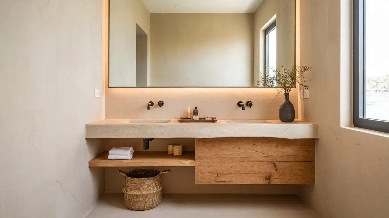 17 Spa-Inspired Warm Organic Modern Bathroom Ideas - Enthralling Gumption