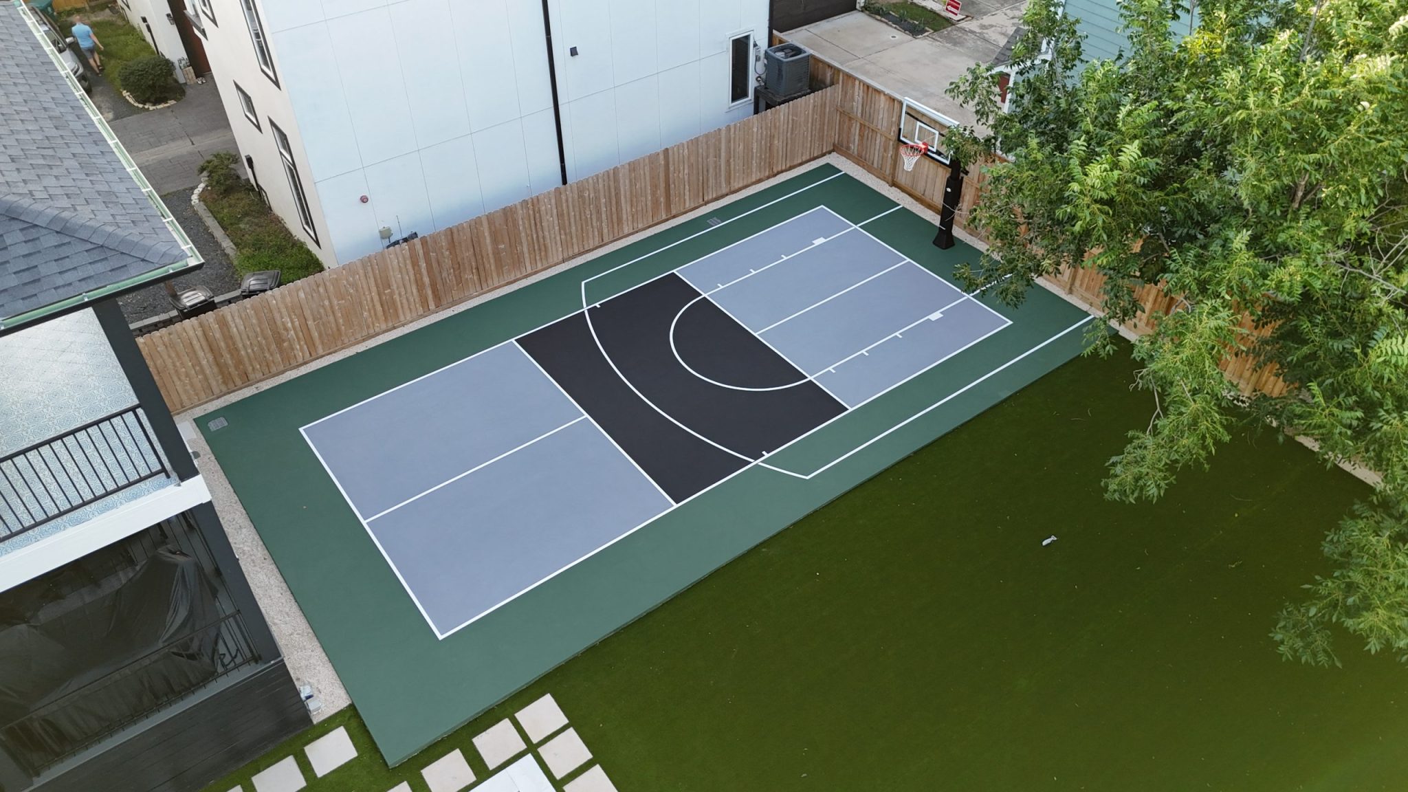 Backyard Basketball and Pickleball Court in Houston Texas
