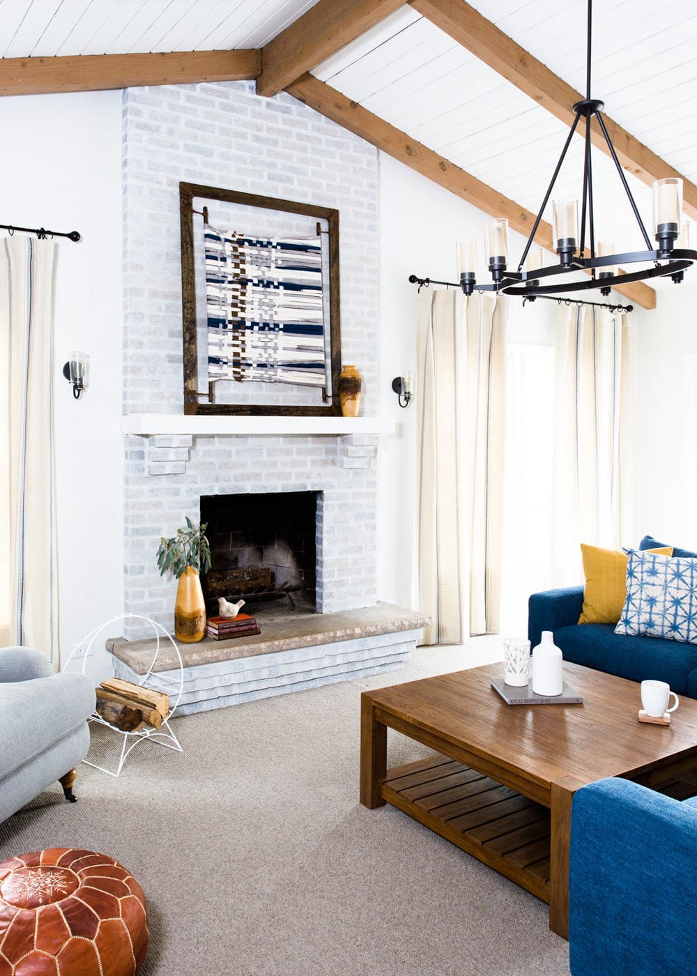 Before & After: Family Room Remodel and White Washed Fireplace