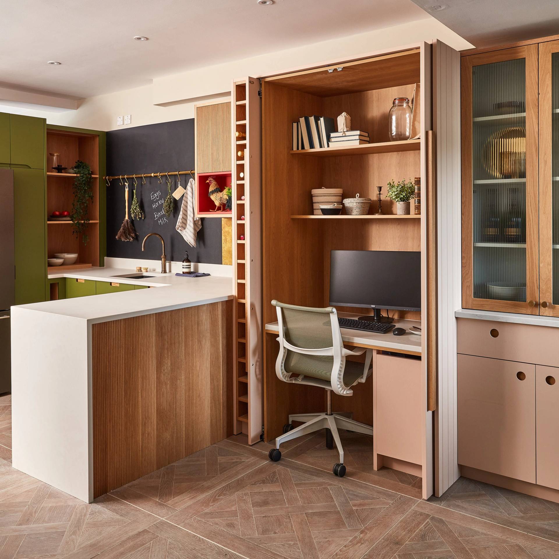 Bespoke home office furniture, including built-in hideaway offices