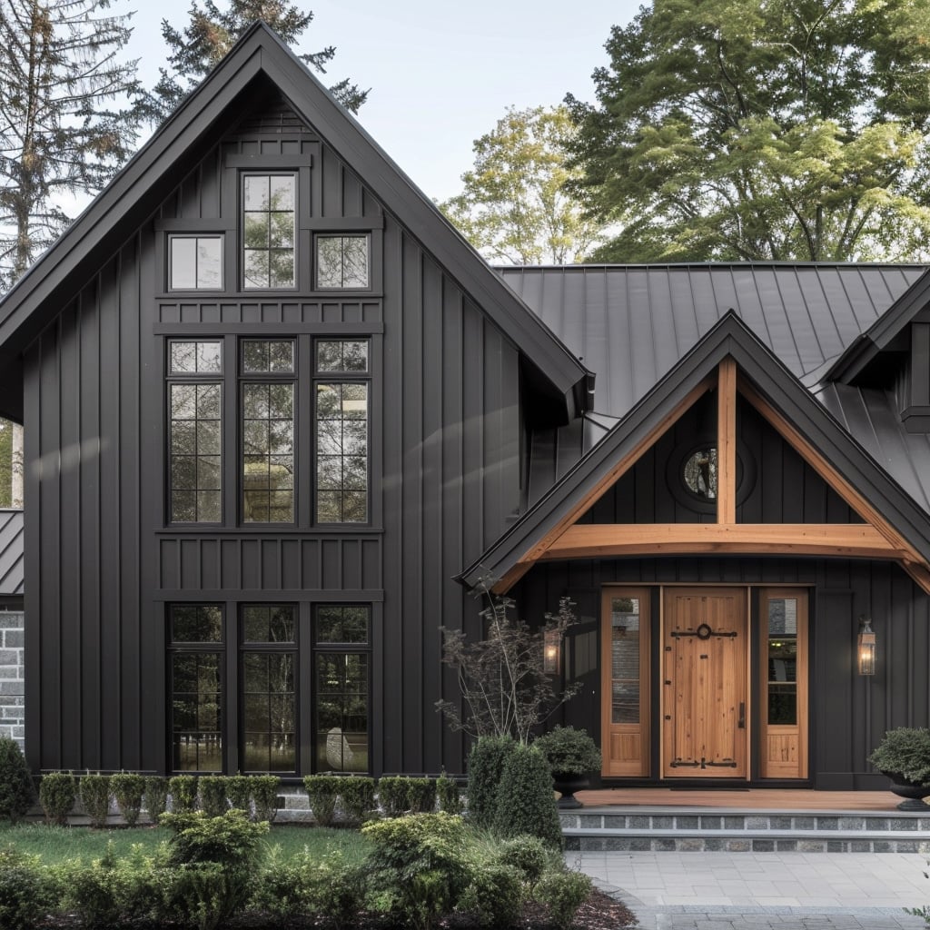 Black House with Wood Accents (Including Cedar): Design Ideas & Paint Colors – Welsh Design Studio
