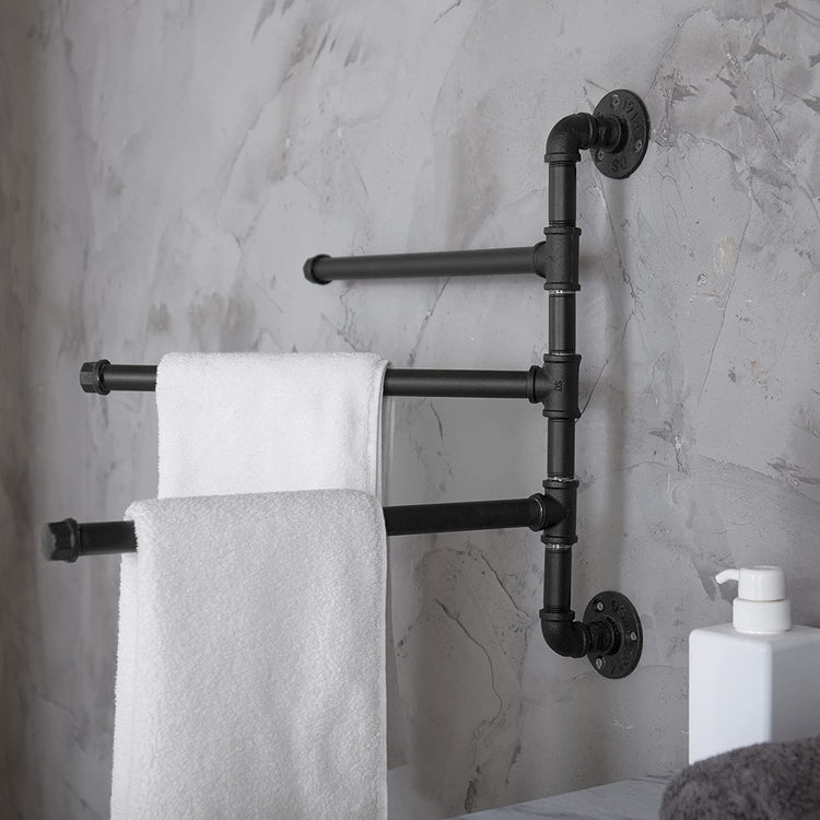 Black Towel Towel Rack Holder Wall Mount Wall Mounted Towel Holder Bar, Minimalist Bathroom Decor, Black