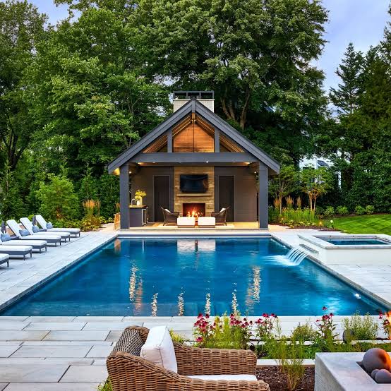 Contemporary Resort-Style Pool and Poolhouse in Virginia | HGTV
