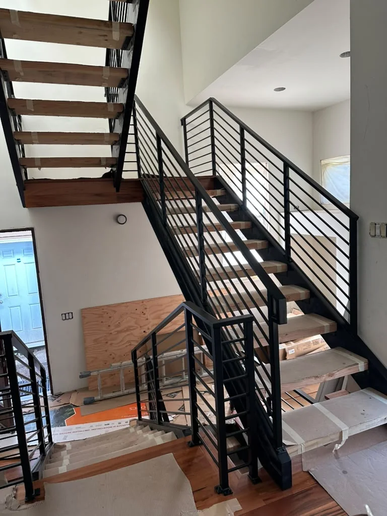 Custom Horizontal Steel Railings for a Multi-Level Staircase in Seattle | Custom Railings WA